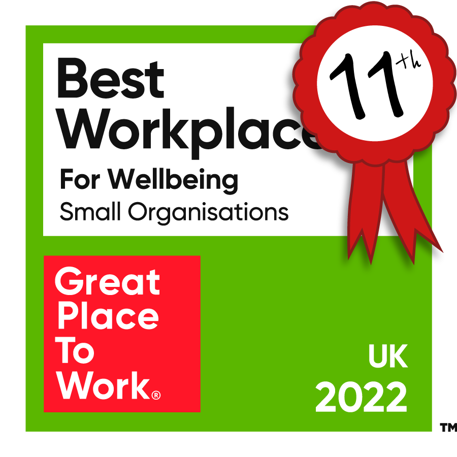 Great Place To Work For Wellbeing Small Organisation 2022 Badge